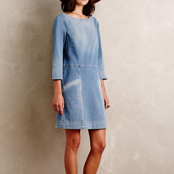 ANTHROPOLOGIE Faded Blue Denim Shift Dress by AG Adriano Goldschmied NWT - Picture 2 of 4